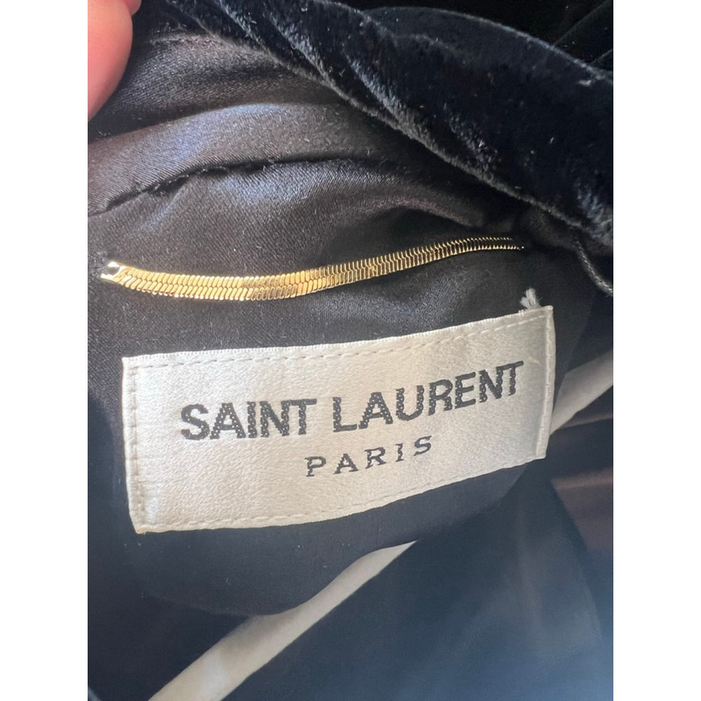 NWT Saint Laurent Black Velvet Mini Dress S - Picture 13 of 15